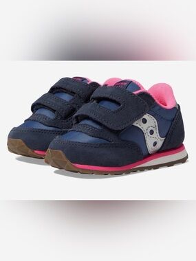 NIB Saucony Originals Jazz Hook & Loop Sneakers Toddler Size 9 Navy Pink
